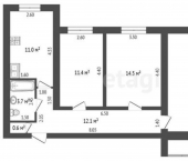 3-комн, 97кв м, этаж 2/5 улица Бозиева, 4А