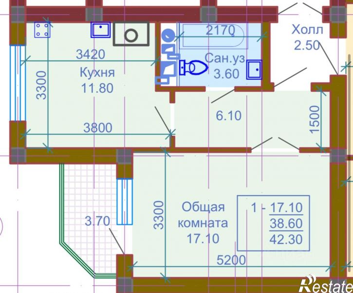 1-комн квартира Чегем